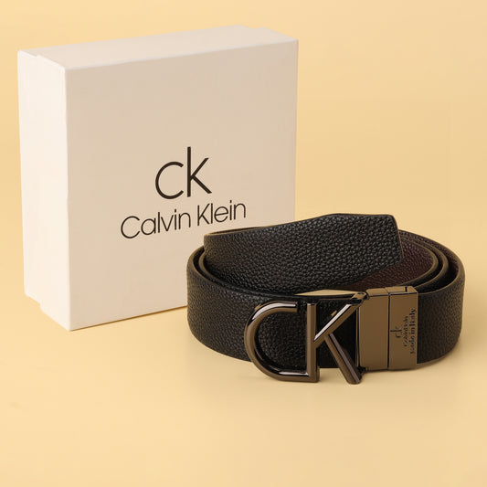 Matte Black CK Logo Buckle Belt