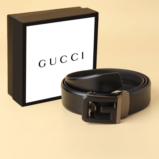 Black G-Buckle Leather Belt