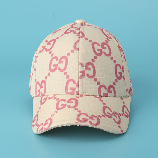 Ivory & Pink Monogram Statement Cap