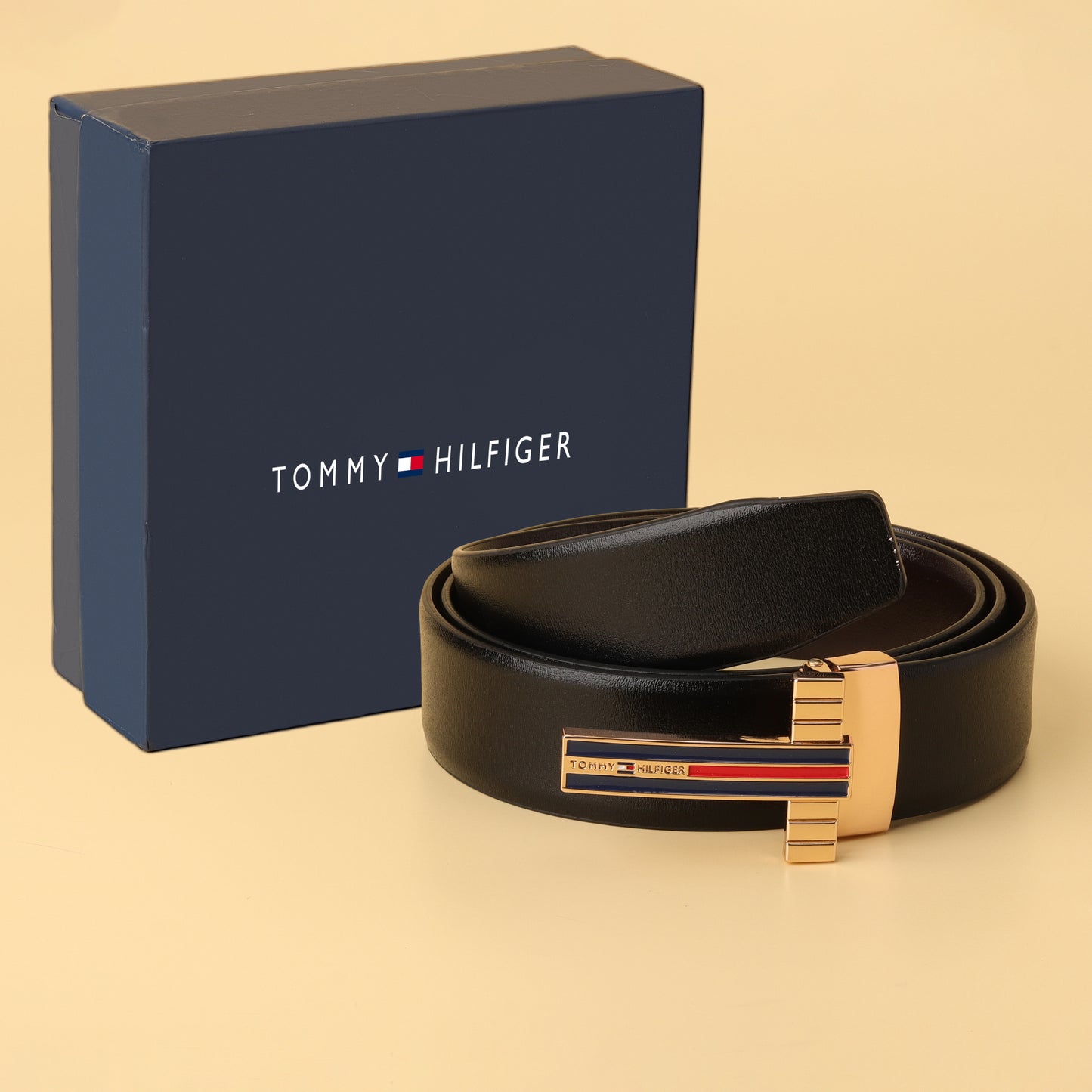 Hilfiger Gold Emblem Reversible Belt