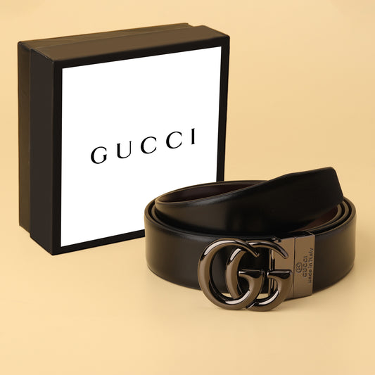Gunmetal GG Logo Buckle Belt