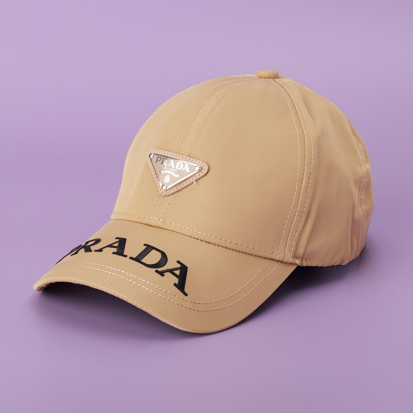 Prada Beige Logo Baseball Cap