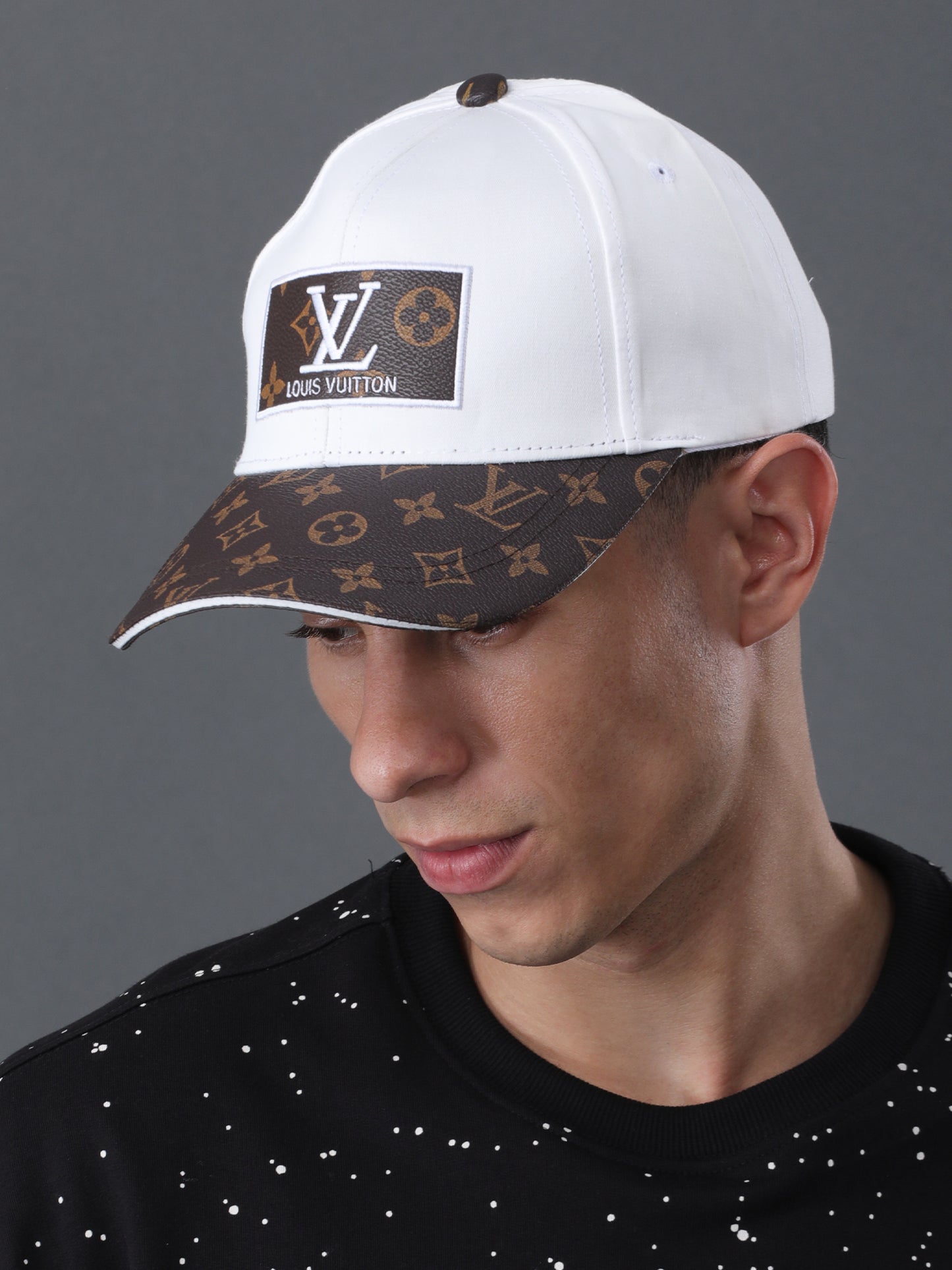 Vuitton White & Brown Monogram Cap β Luxe Streetwear Vibes