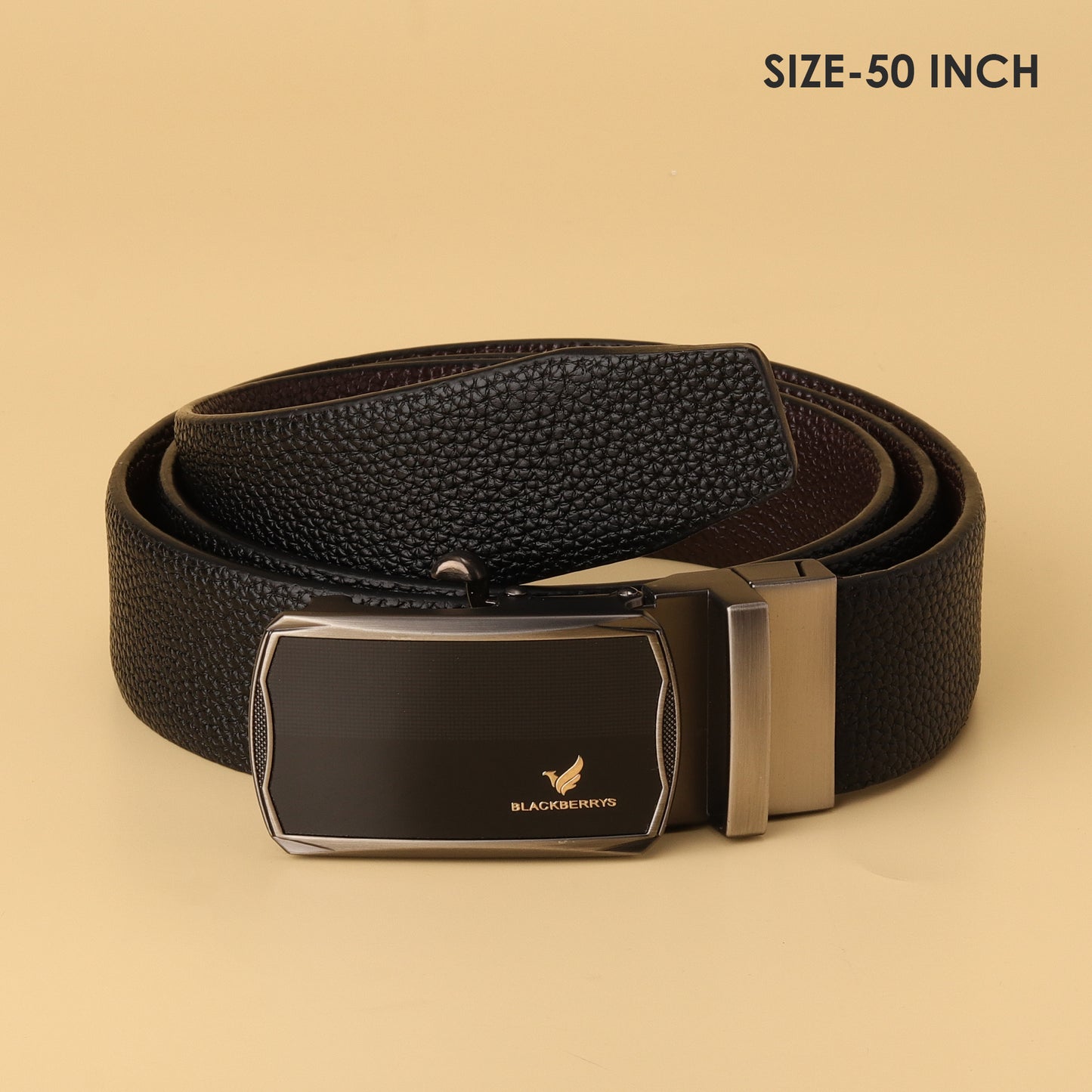 Blackberrys Reversible Black Textured Leather Belt
