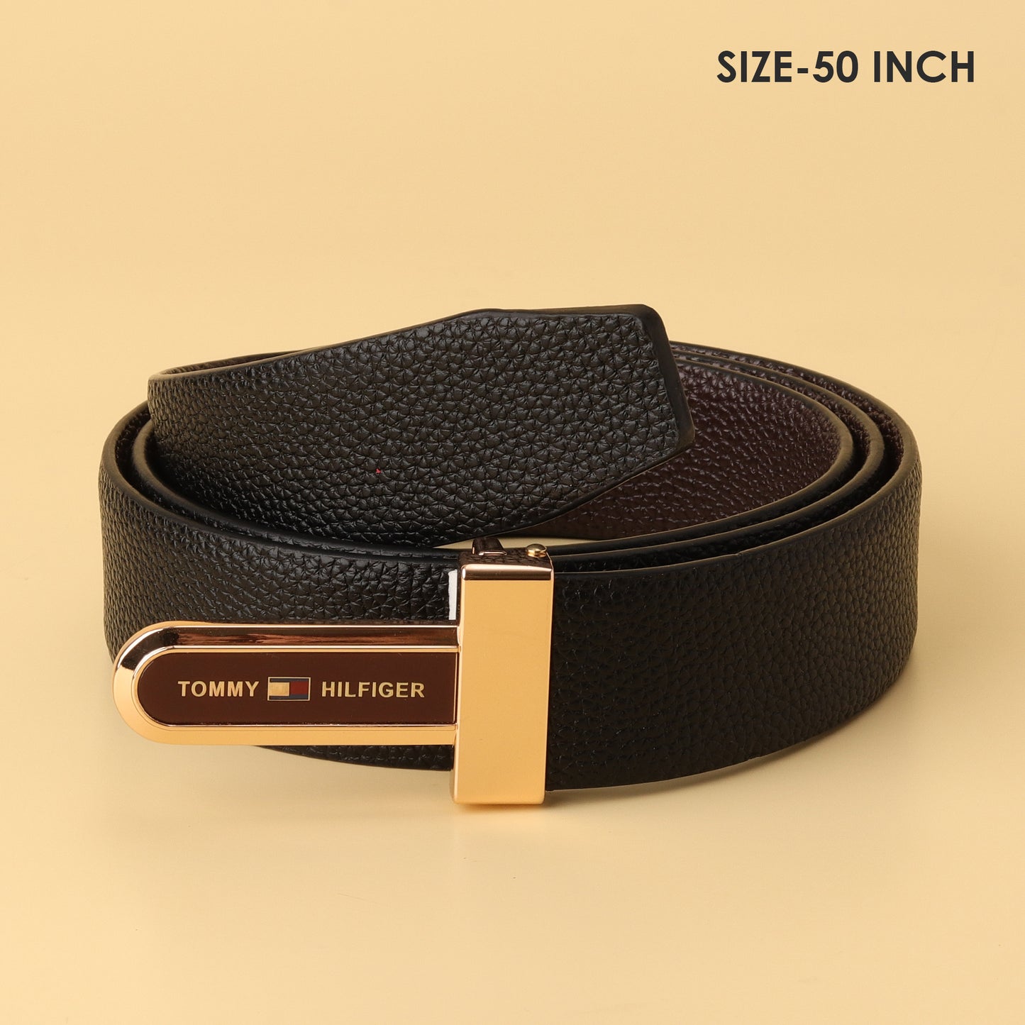 Leather Belt with Gold-Tone Buckle