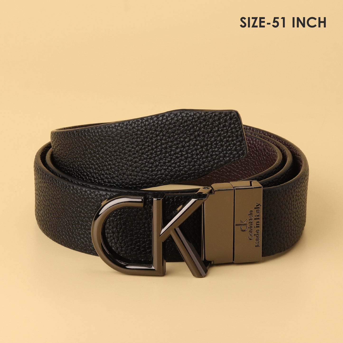Matte Black CK Logo Buckle Belt