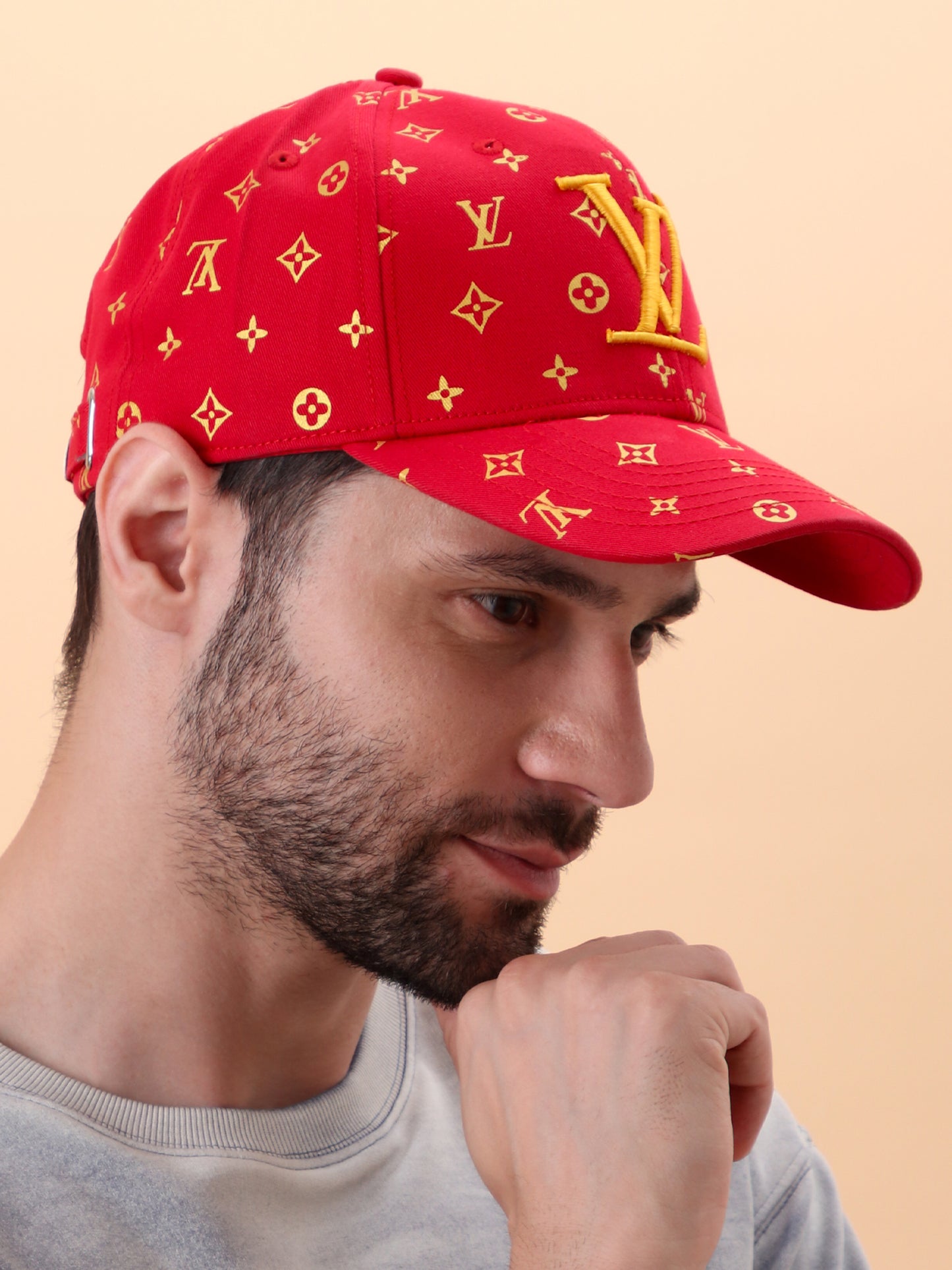 Vuitton Monogram Red & Gold Cap