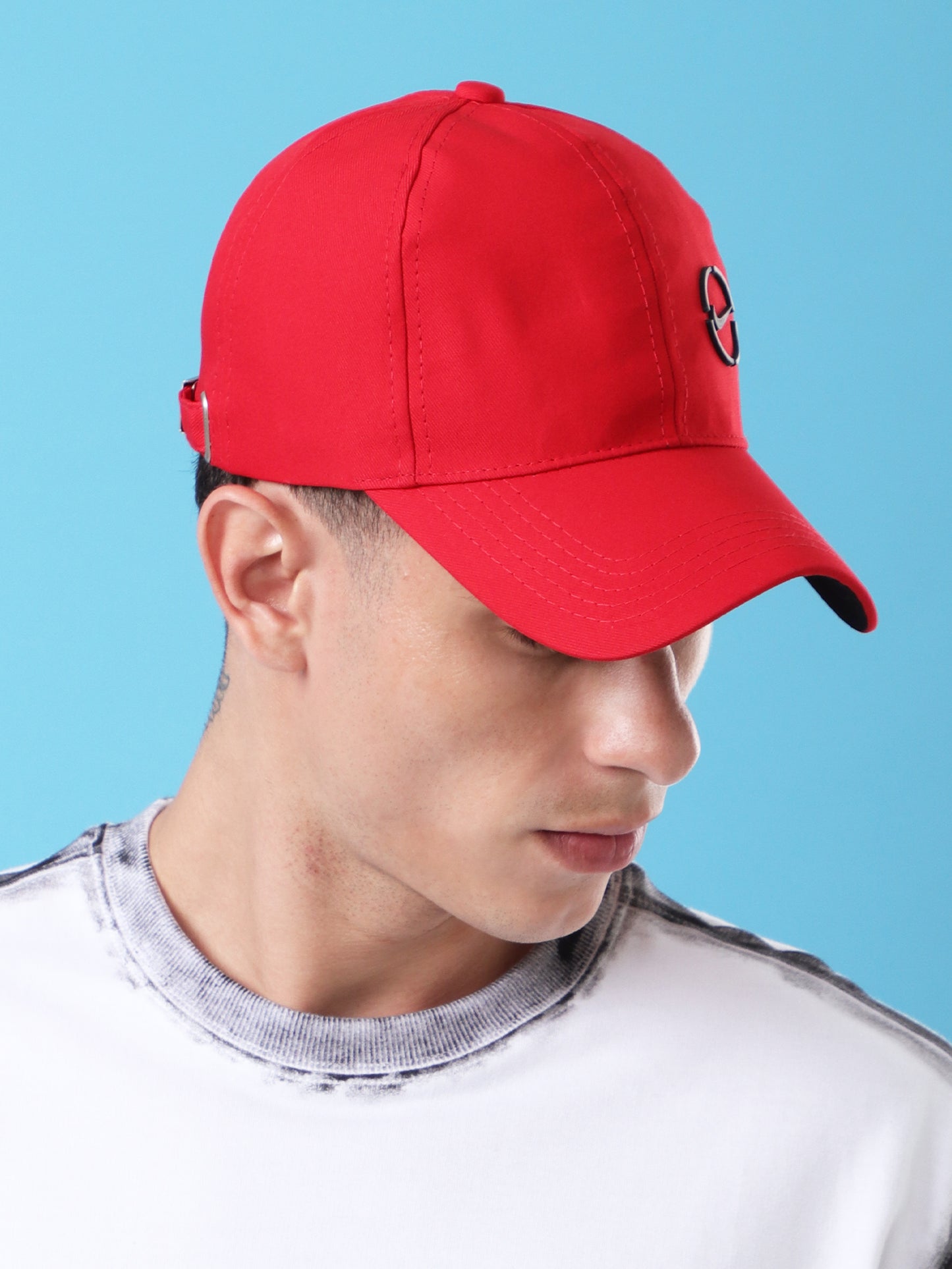 Stylish Red Baseball Cap with Embroidered Logo