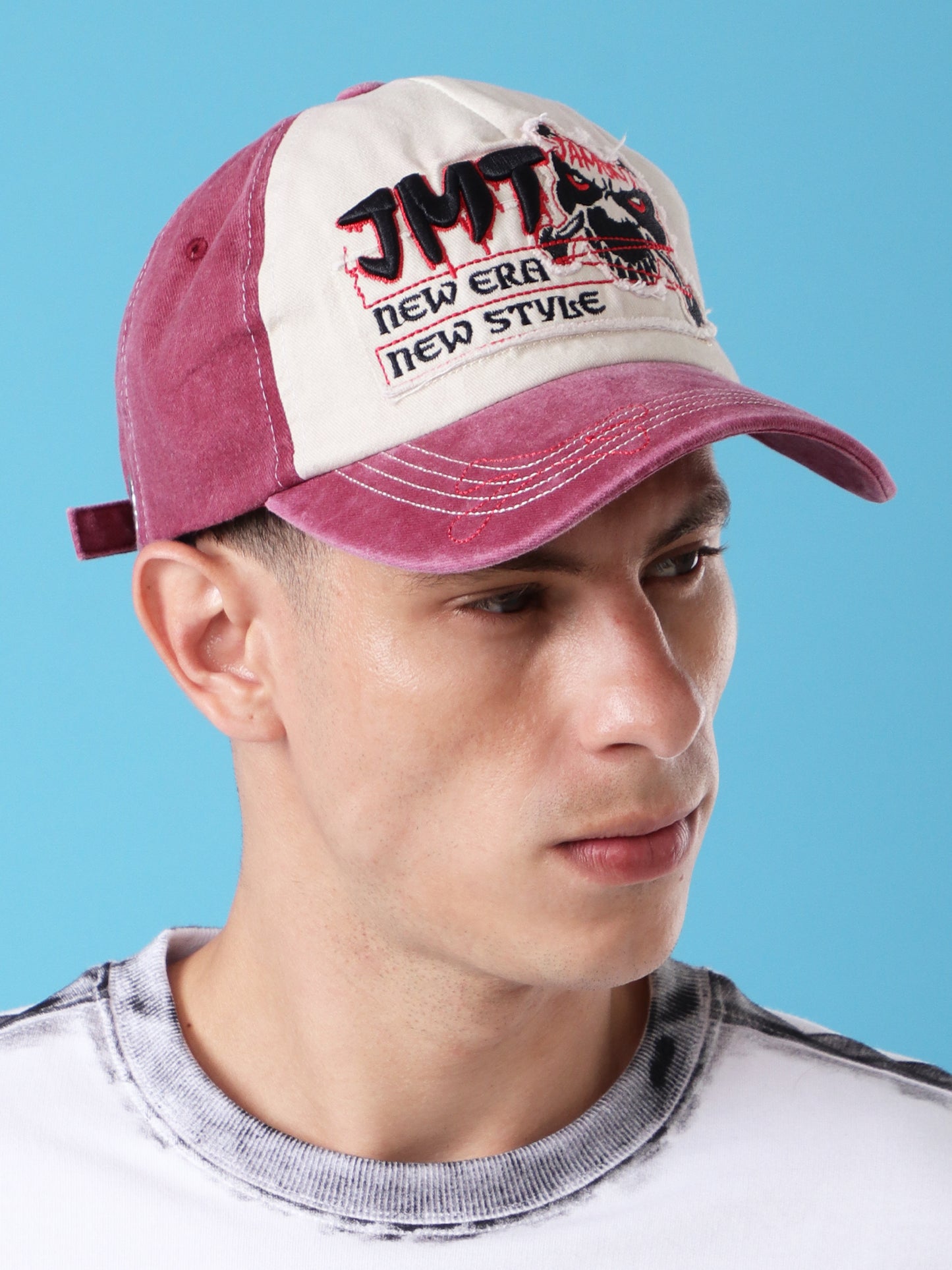 Washed Two-Tone Skull Baseball Cap