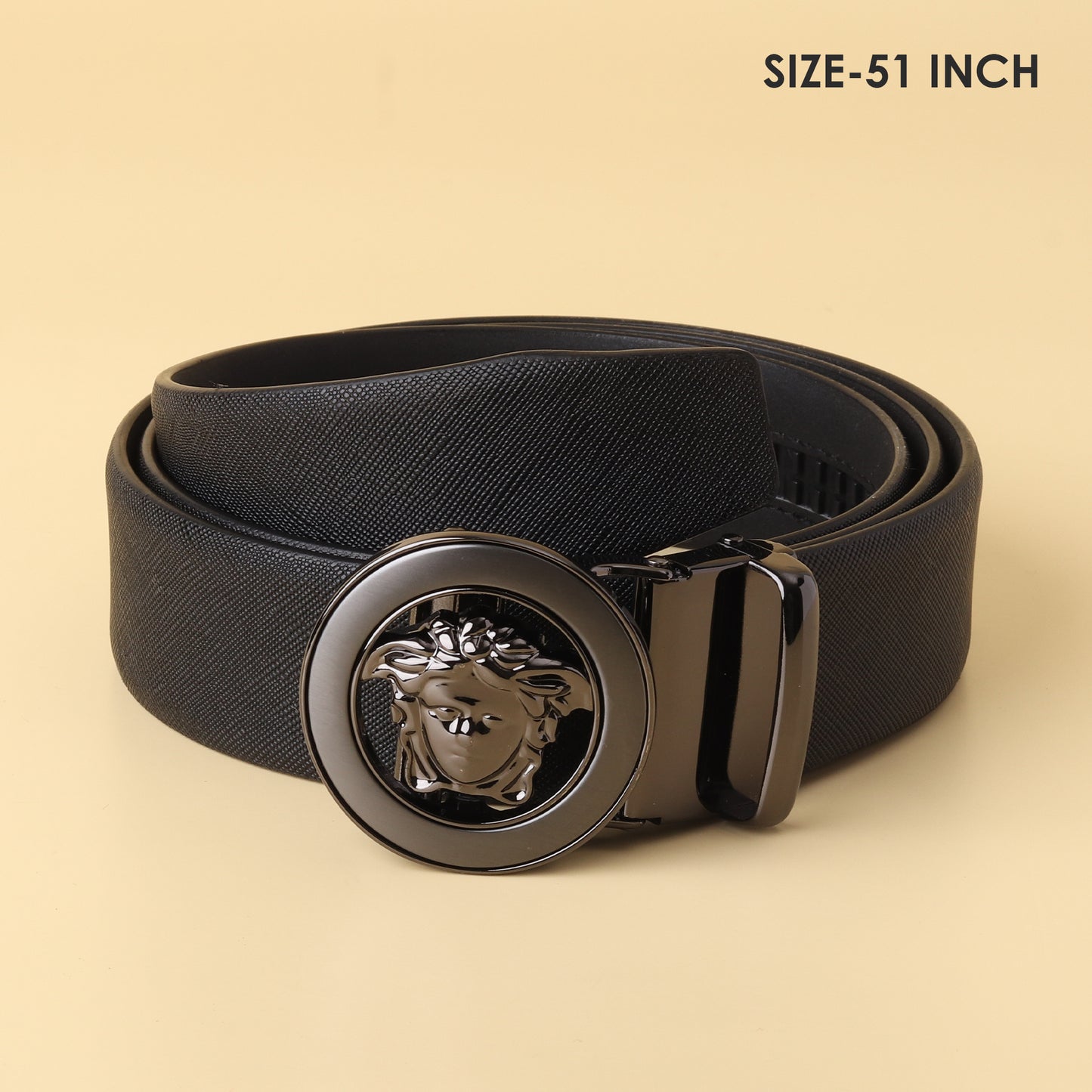 Medusa Buckle Leather Belt