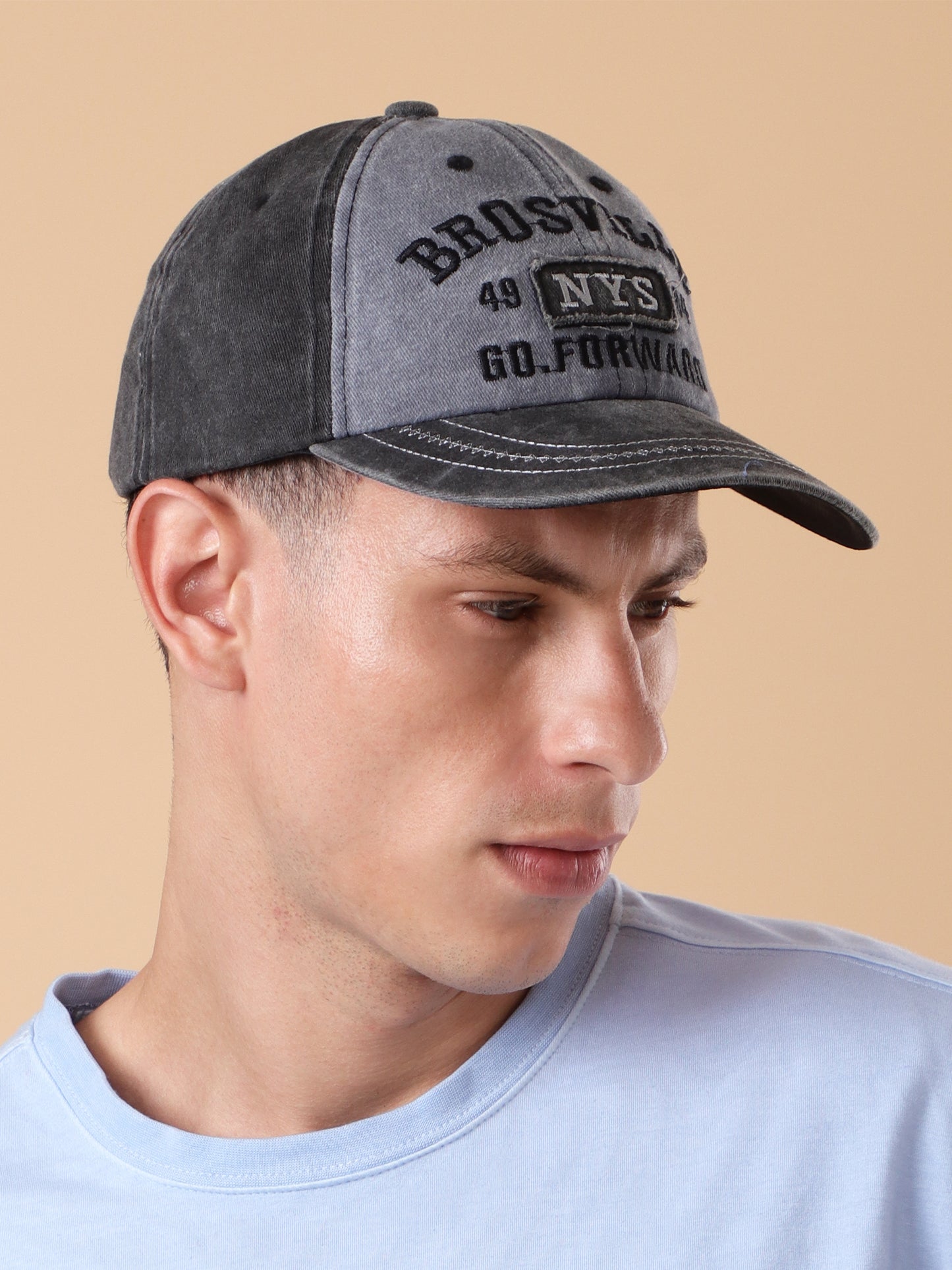 Distressed Two-Tone "Brosville" Baseball Cap