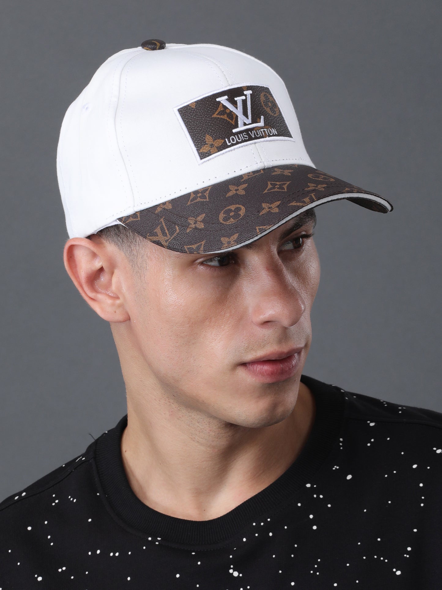 Vuitton White & Brown Monogram Cap β Luxe Streetwear Vibes