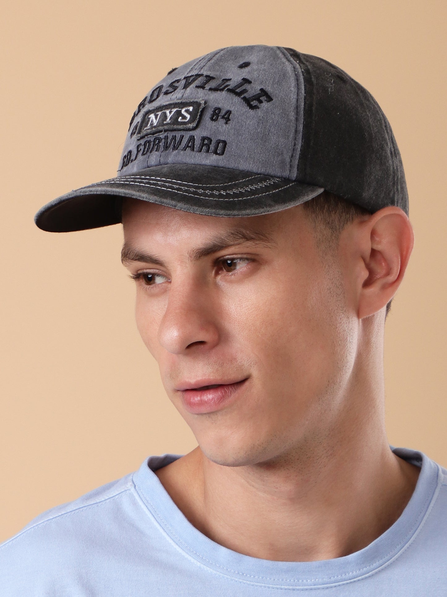 Distressed Two-Tone "Brosville" Baseball Cap