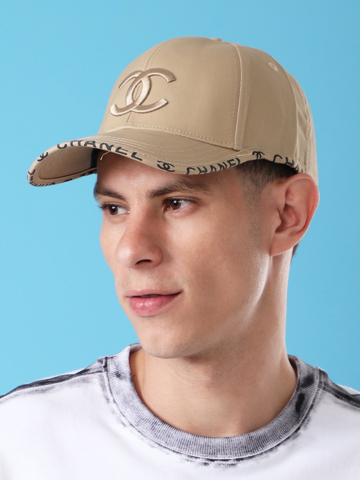Chanel Beige Baseball Cap | Luxury Designer Embroidered CC Logo Hat for Men & Women | Adjustable Streetwear Cap