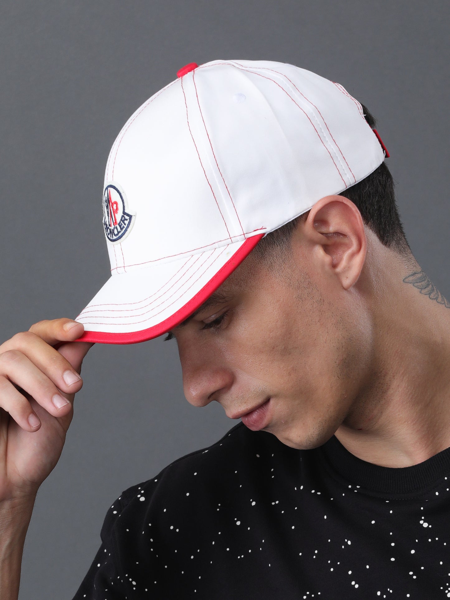 White & Red Designer Cap β Bold Luxury, Street Cool Vibes
