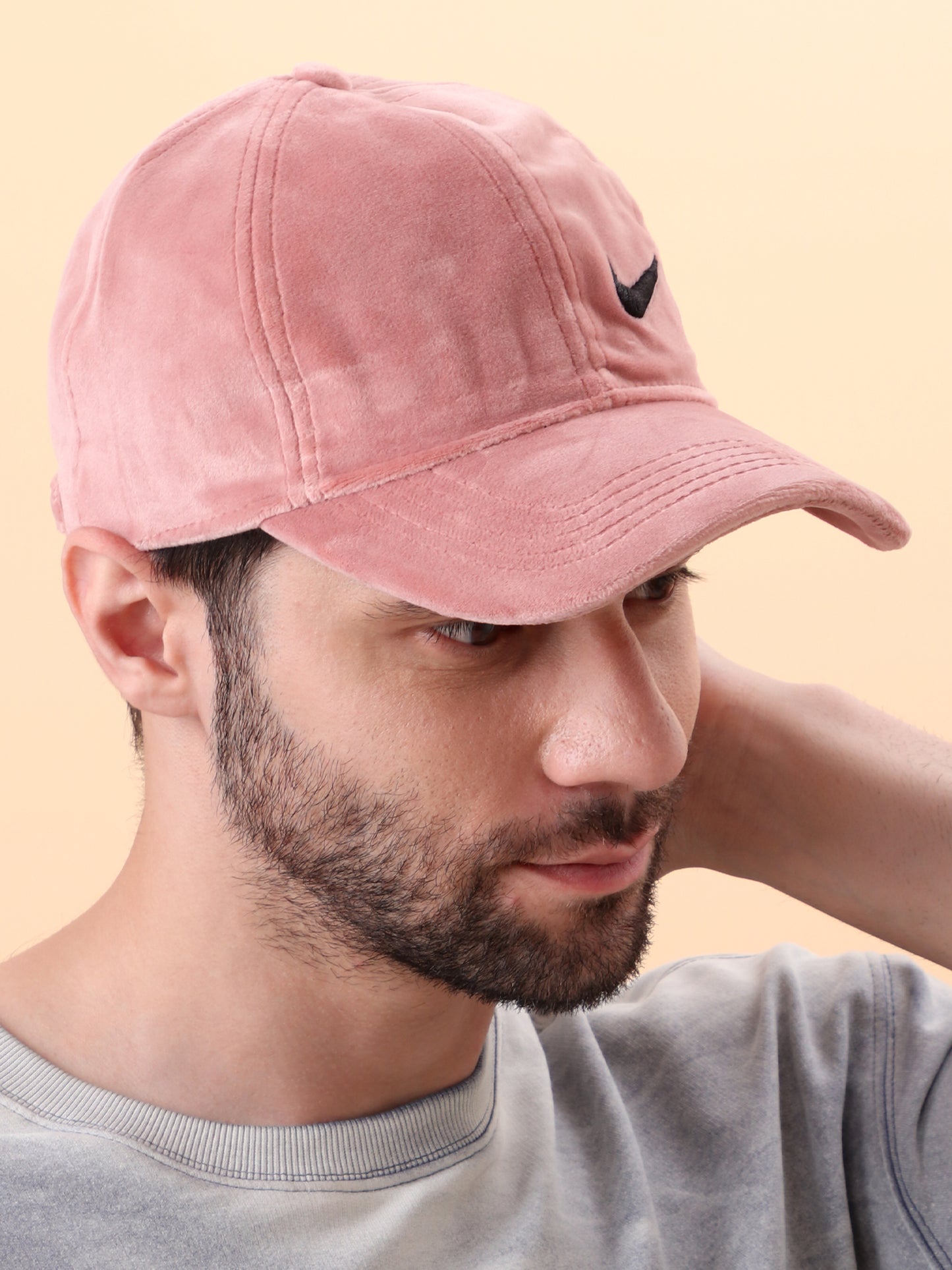 Blush Pink Velour Baseball Cap
