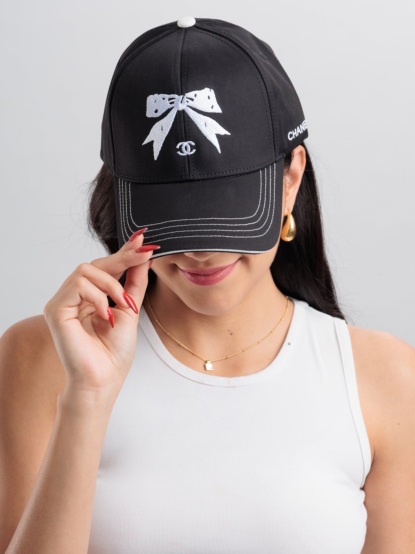 Noir Ribbon Luxe Cap
