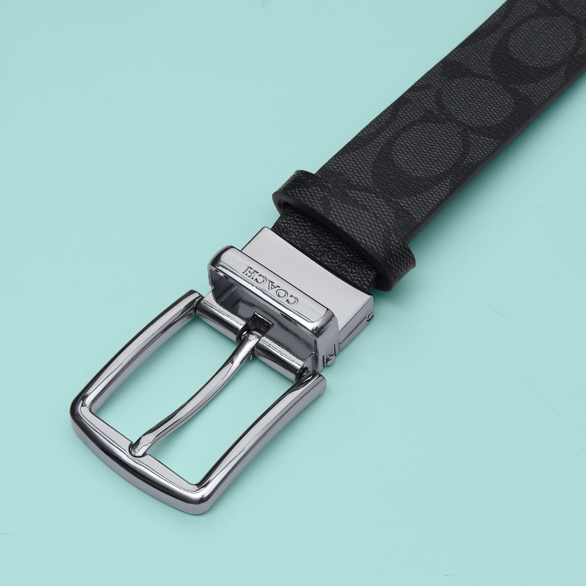 Onyx Shadow Silver Buckle Belt