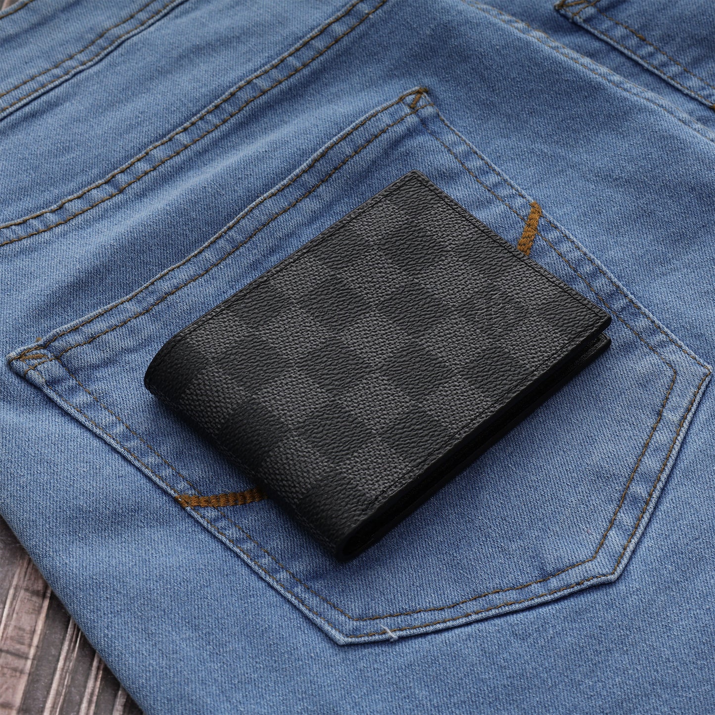 Dark Checkered Modern Wallet