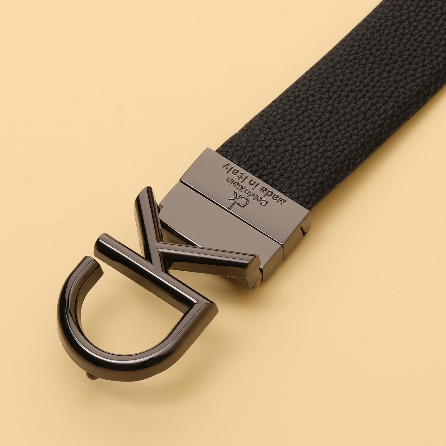 Matte Black CK Logo Buckle Belt