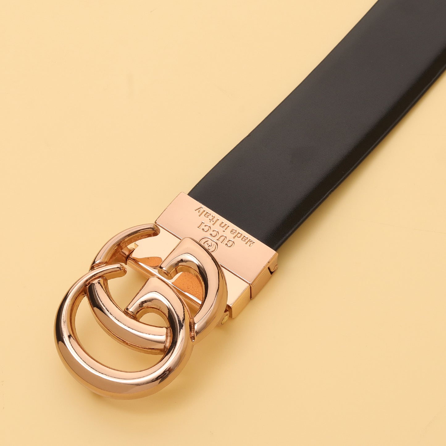 GG Reversible Leather Belt – Rose Gold Buckle