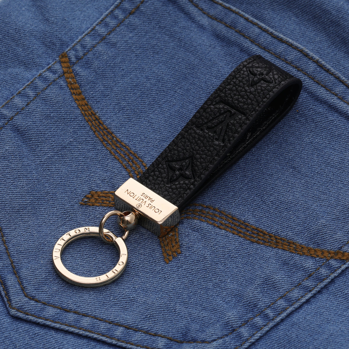 Midnight Onyx Embossed Loop Keychain
