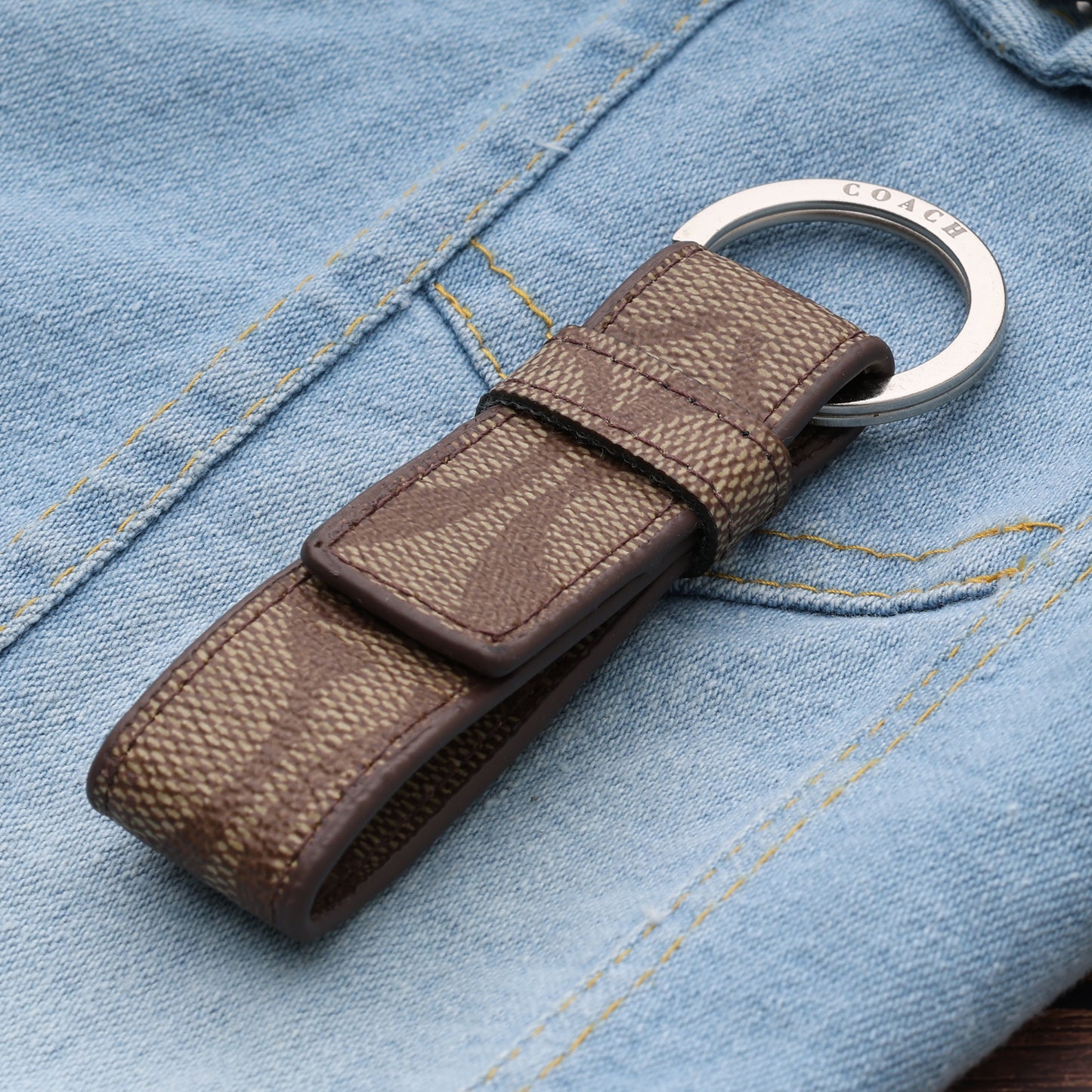 Dark Brown Leather Keyring