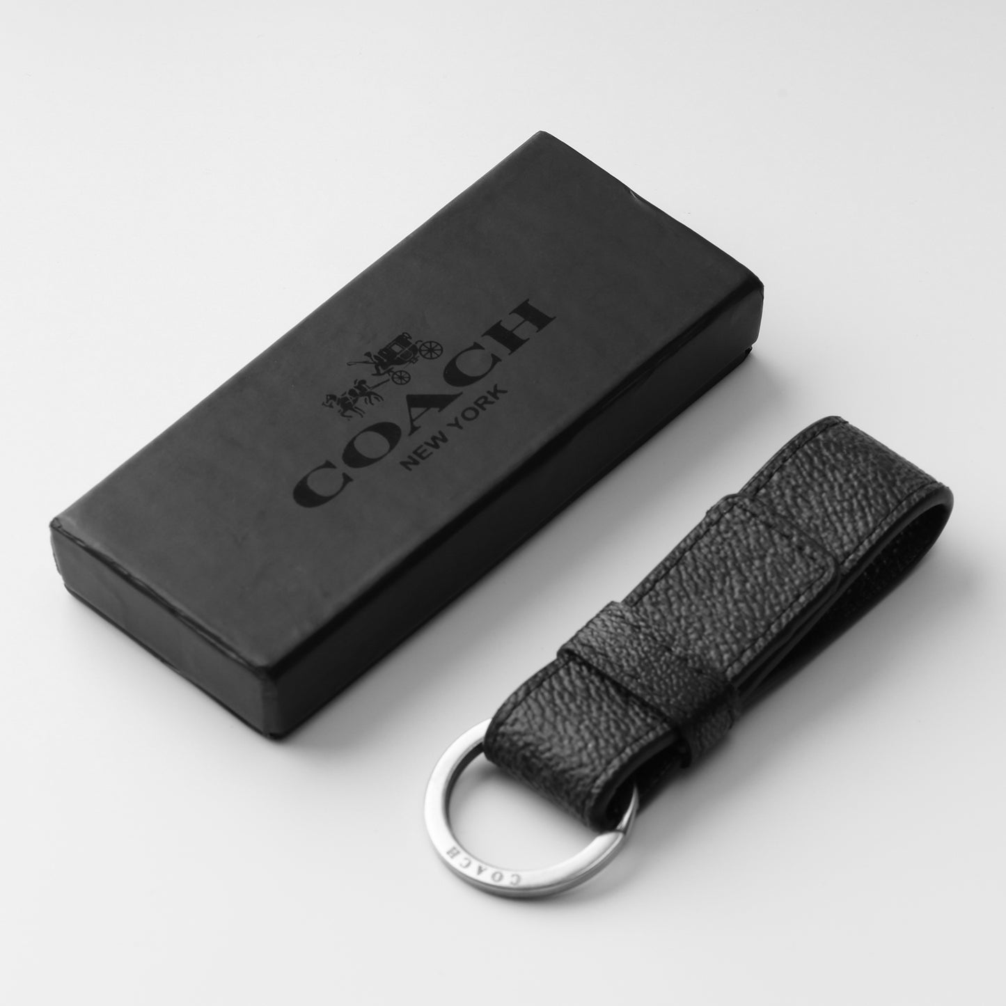 Classic Black Leather Keychain