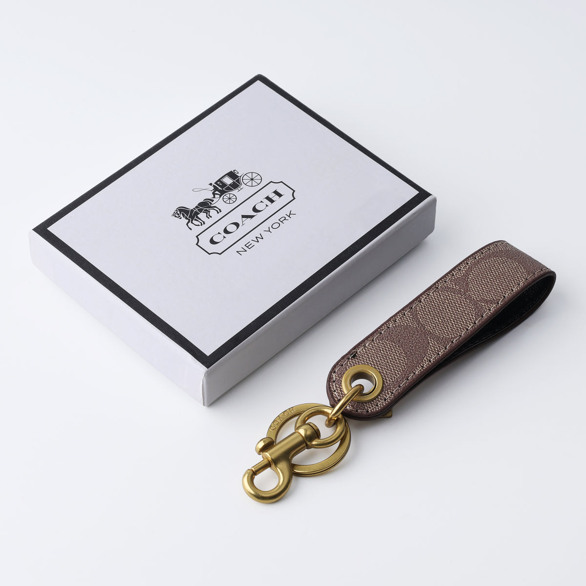 Taupe Heritage Signature Loop Keychain