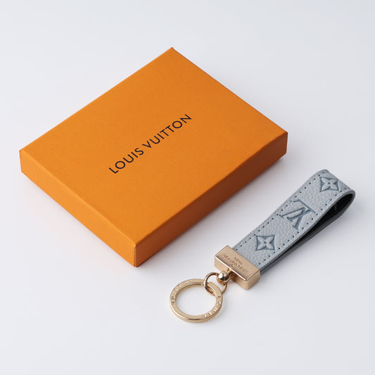 Frost Blue Embossed Signature Loop Keychain