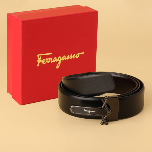Gunmetal Vara-Inspired Buckle Belt