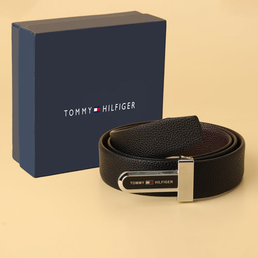 Brown Leather Belt with Silver-Tone Buckle