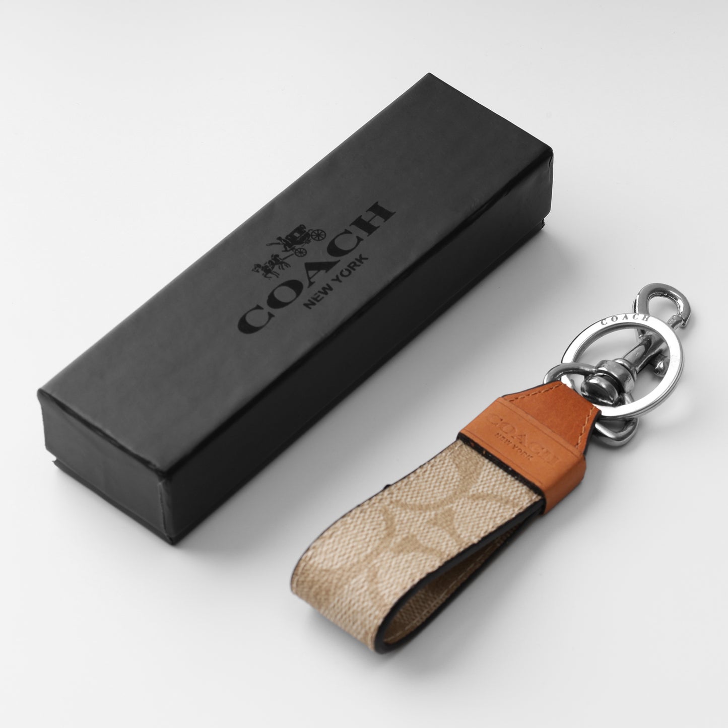 Tan Canvas Leather Keychain