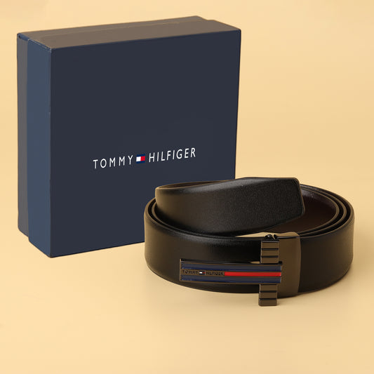 Hilfiger Men’s Reversible Belt with Signature Stripe Buckle