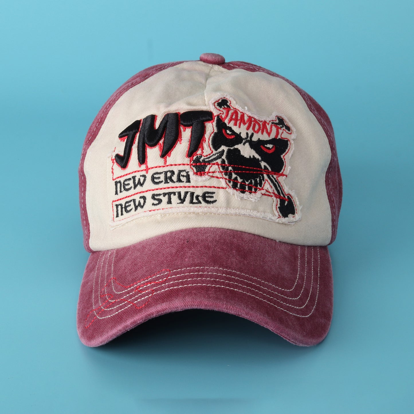 Washed Two-Tone Skull Baseball Cap