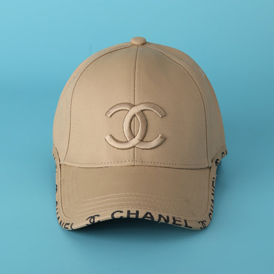 Chanel Beige Baseball Cap | Luxury Designer Embroidered CC Logo Hat for Men & Women | Adjustable Streetwear Cap