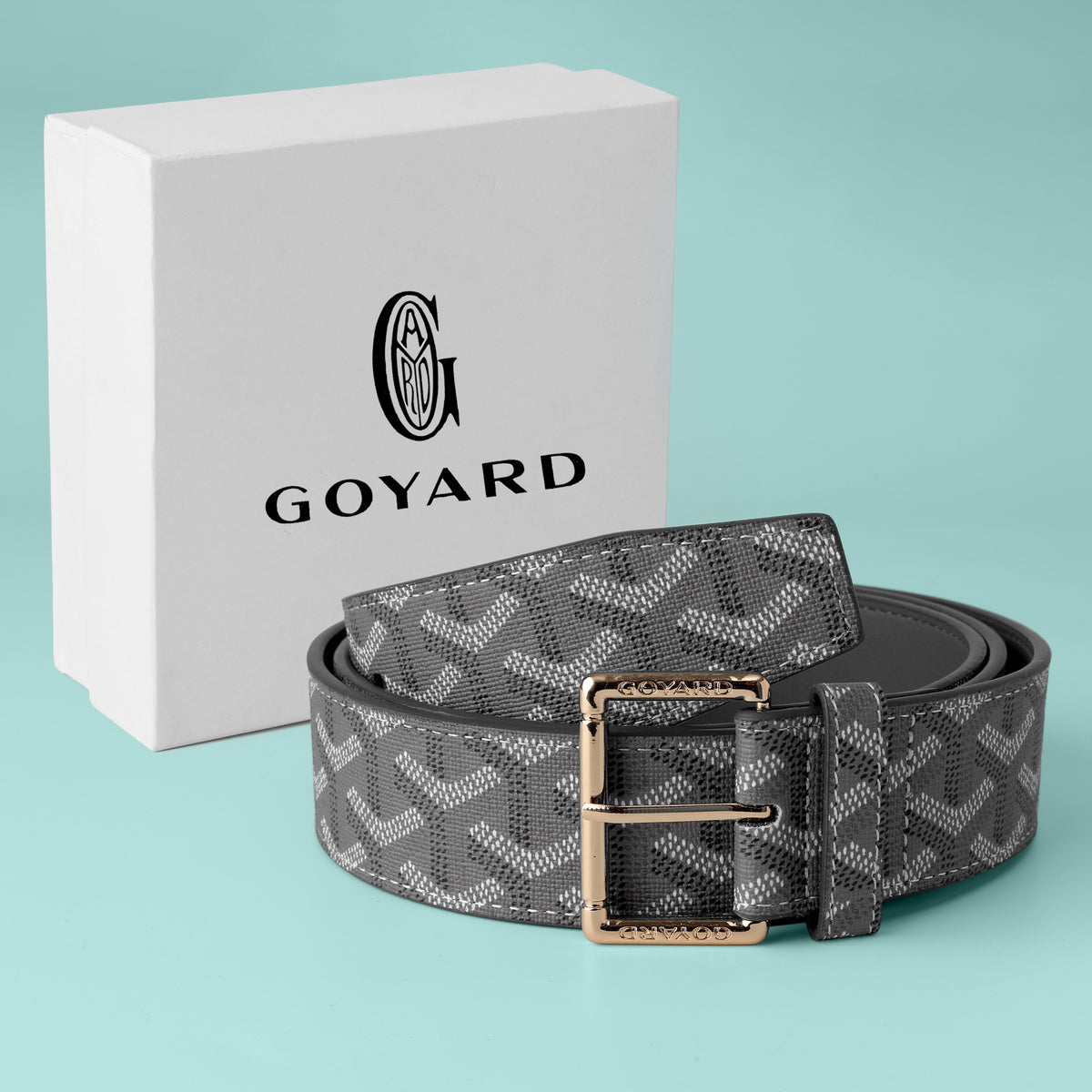 Graphite Mosaic Gold Buckle Belt
