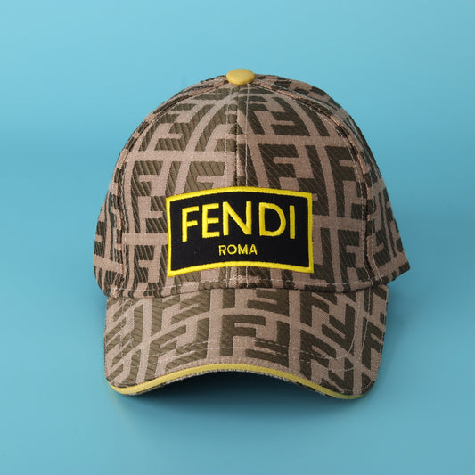 Roma Monogram Print Baseball Cap with Yellow Logo Patch