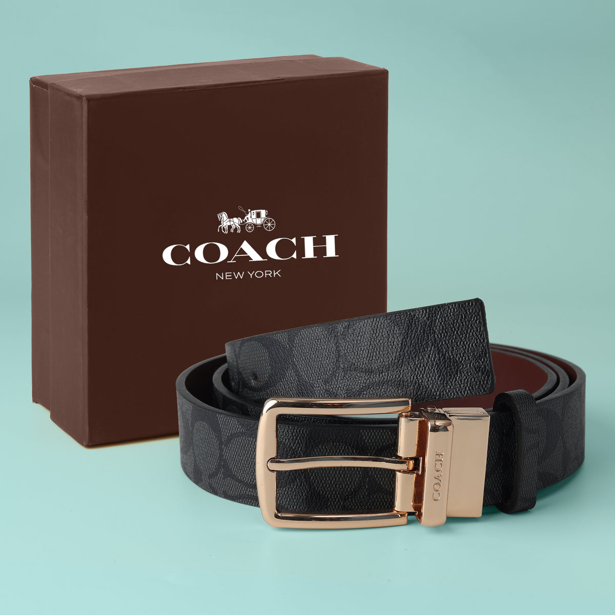 Onyx Heritage Rose-Gold Buckle Belt