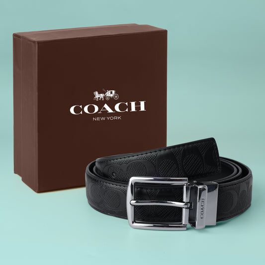 Onyx Embossed Silver Buckle Belt