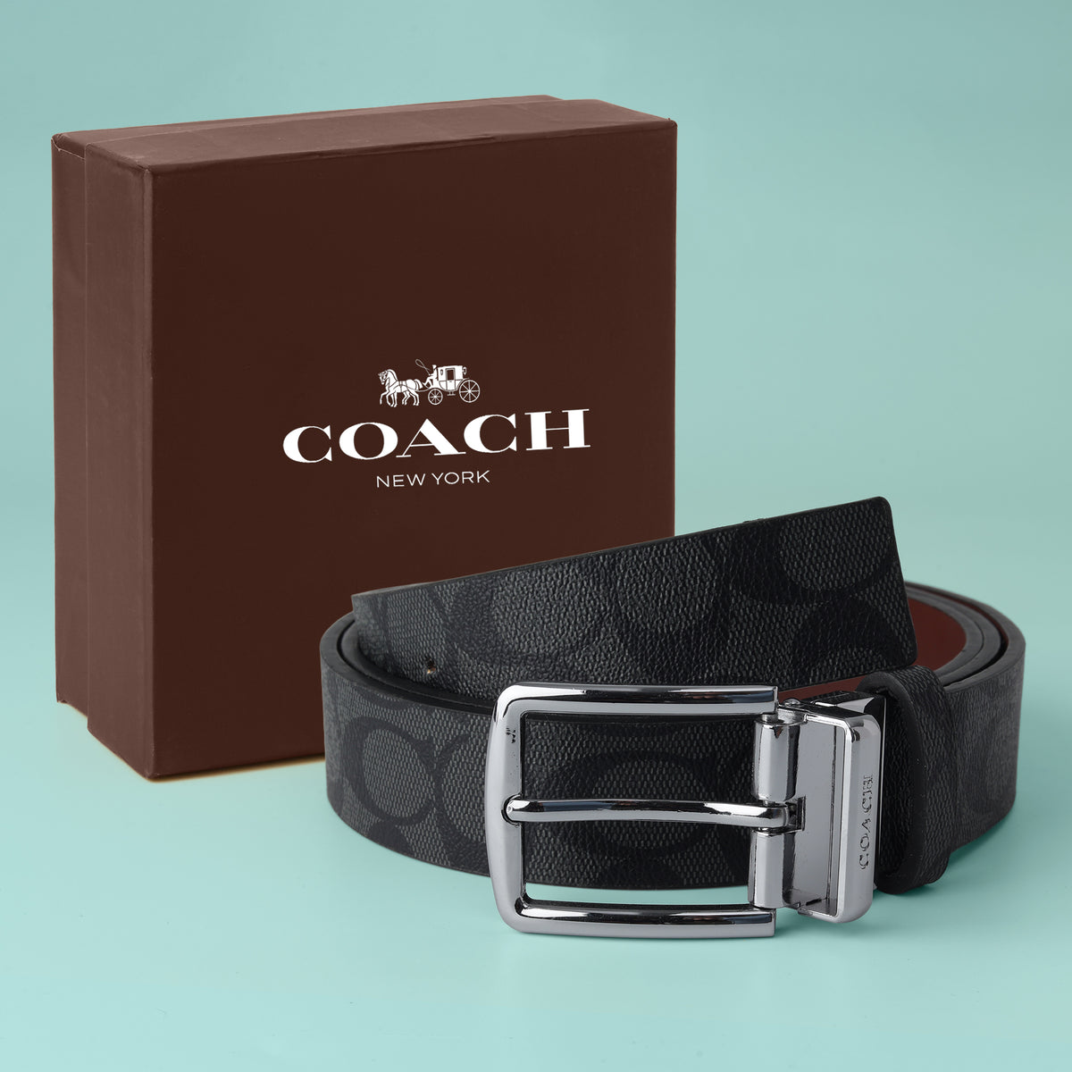 Onyx Shadow Silver Buckle Belt