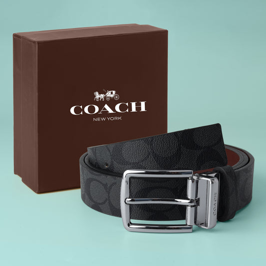 Onyx Shadow Silver Buckle Belt