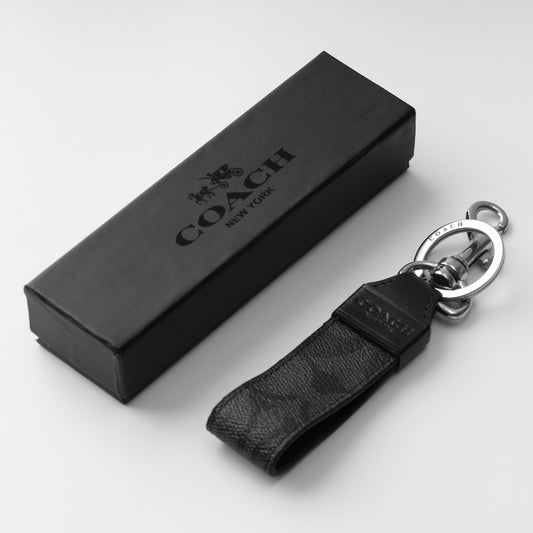 Black Pebble Leather Keyring