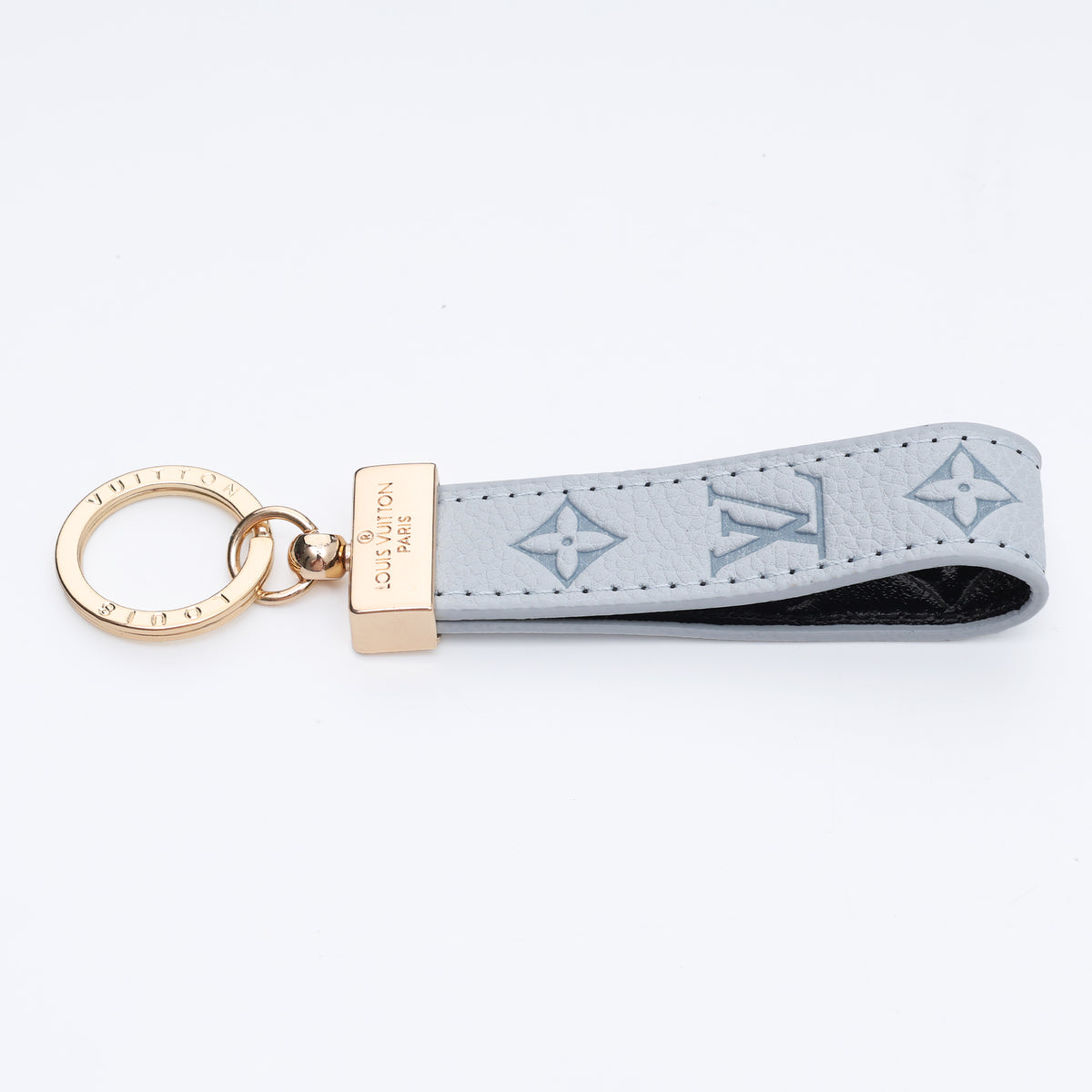 Frost Blue Embossed Signature Loop Keychain