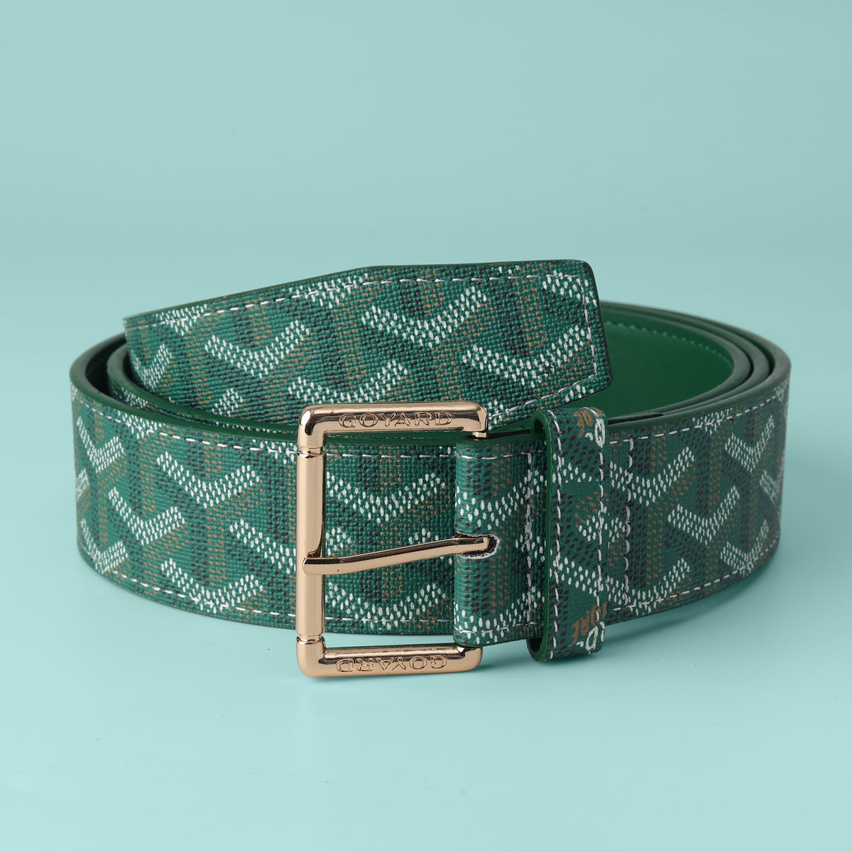 Emerald Mosaic Gold Buckle Belt