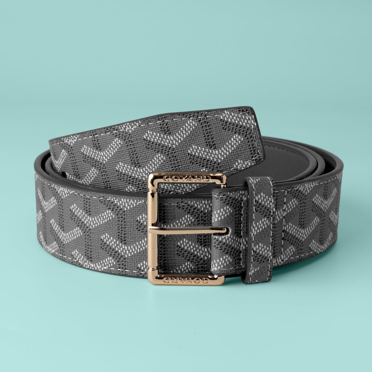 Graphite Mosaic Gold Buckle Belt