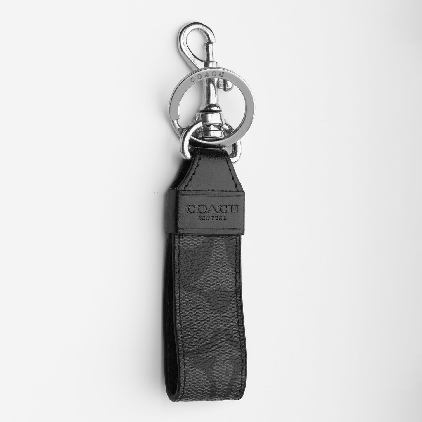 Black Pebble Leather Keyring