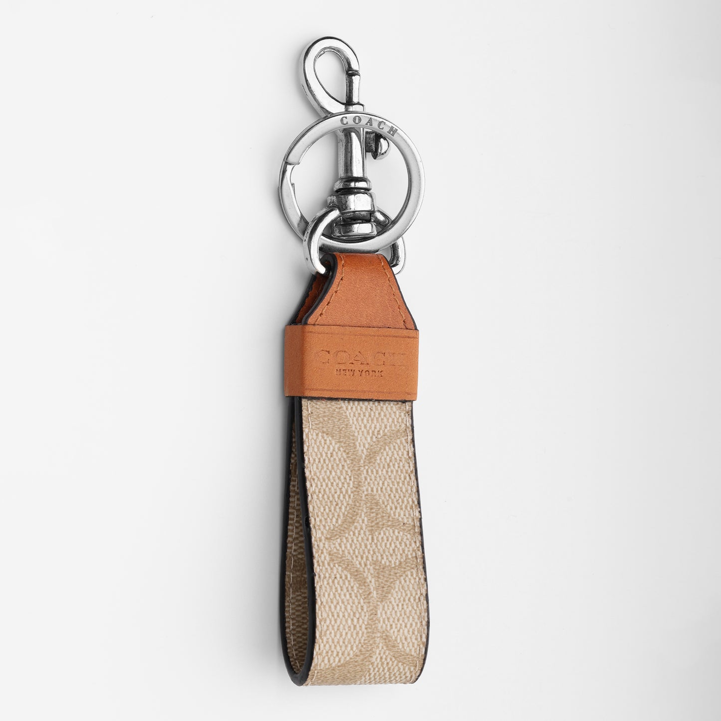 Tan Canvas Leather Keychain