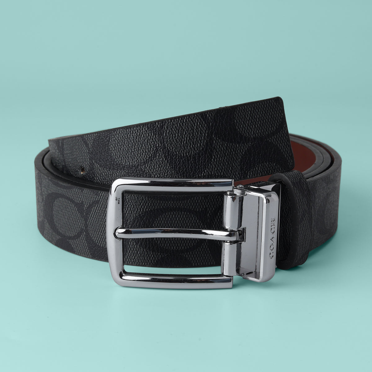 Onyx Shadow Silver Buckle Belt