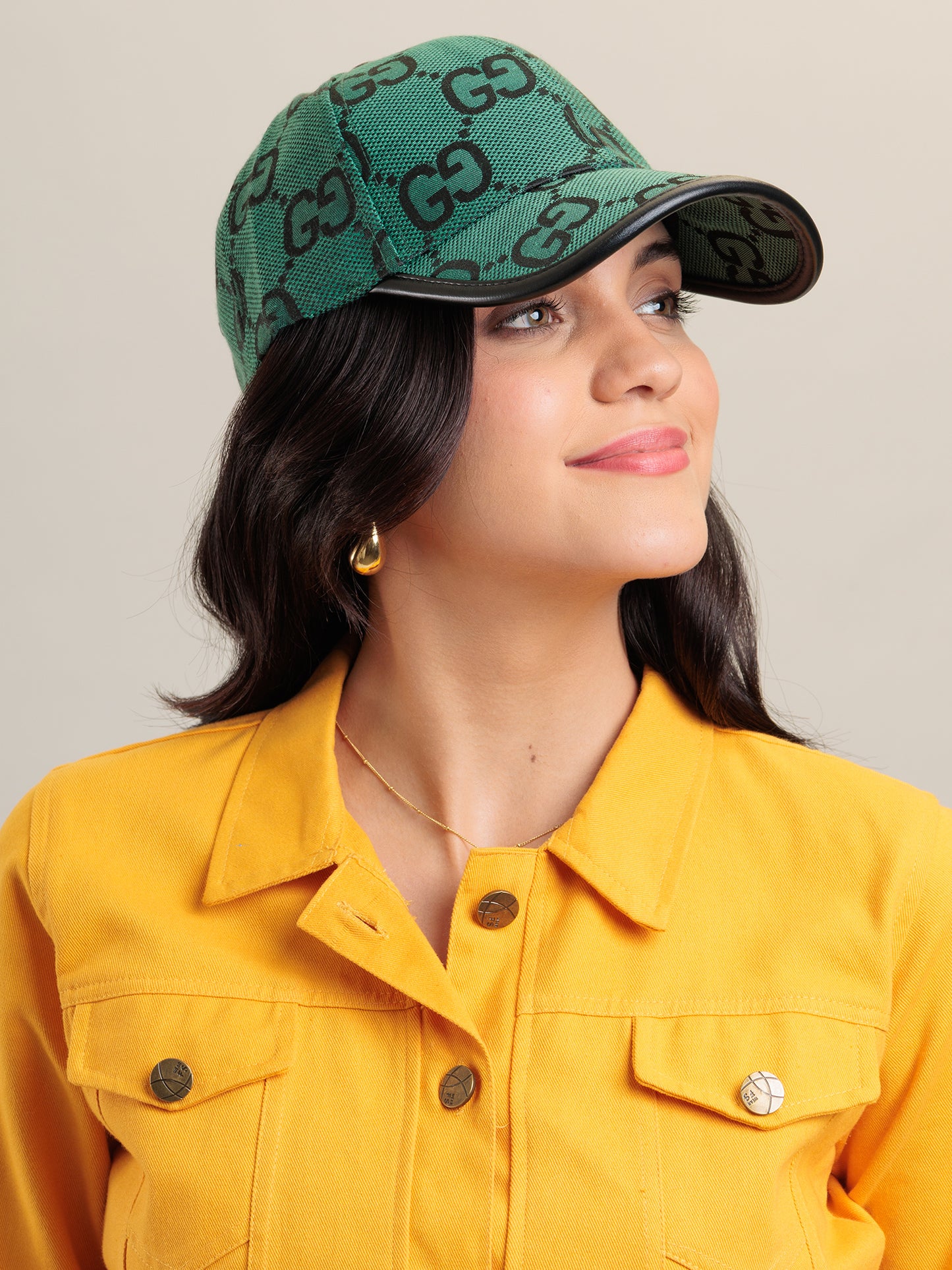 Emerald Grid Monogram Cap